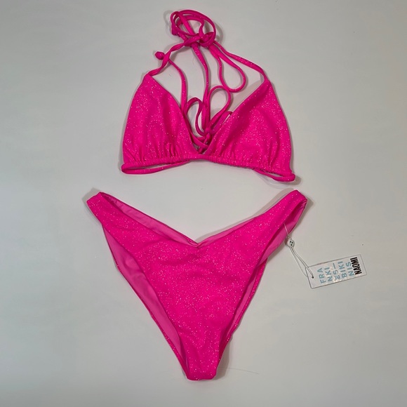 Frankie's Bikinis Other - Frankie’s Naomi Bikinis NWT Size L Top and Bottom Set Pink Glitter